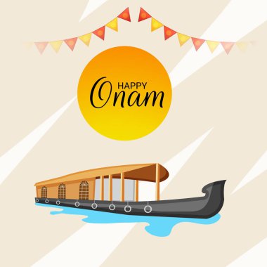 Mutlu Onam Festivali Güney Hindistan Kerala için bir kutlama arka plan vektör çizim.