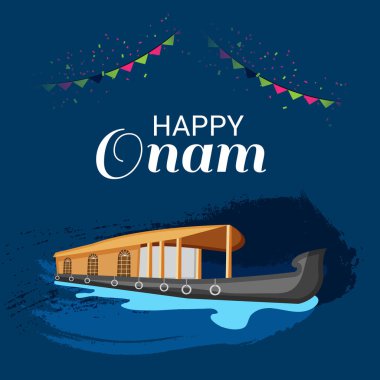 Mutlu Onam Festivali Güney Hindistan Kerala için bir kutlama arka plan vektör çizim.