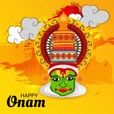 Mutlu Onam Festivali Güney Hindistan Kerala için bir kutlama arka plan vektör çizim.
