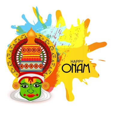 Vector illustration of a celebration background for Happy Onam festival of South India Kerala. clipart