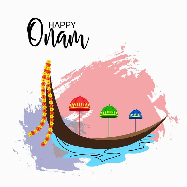 Mutlu Onam Festivali Güney Hindistan Kerala için bir kutlama arka plan vektör çizim.