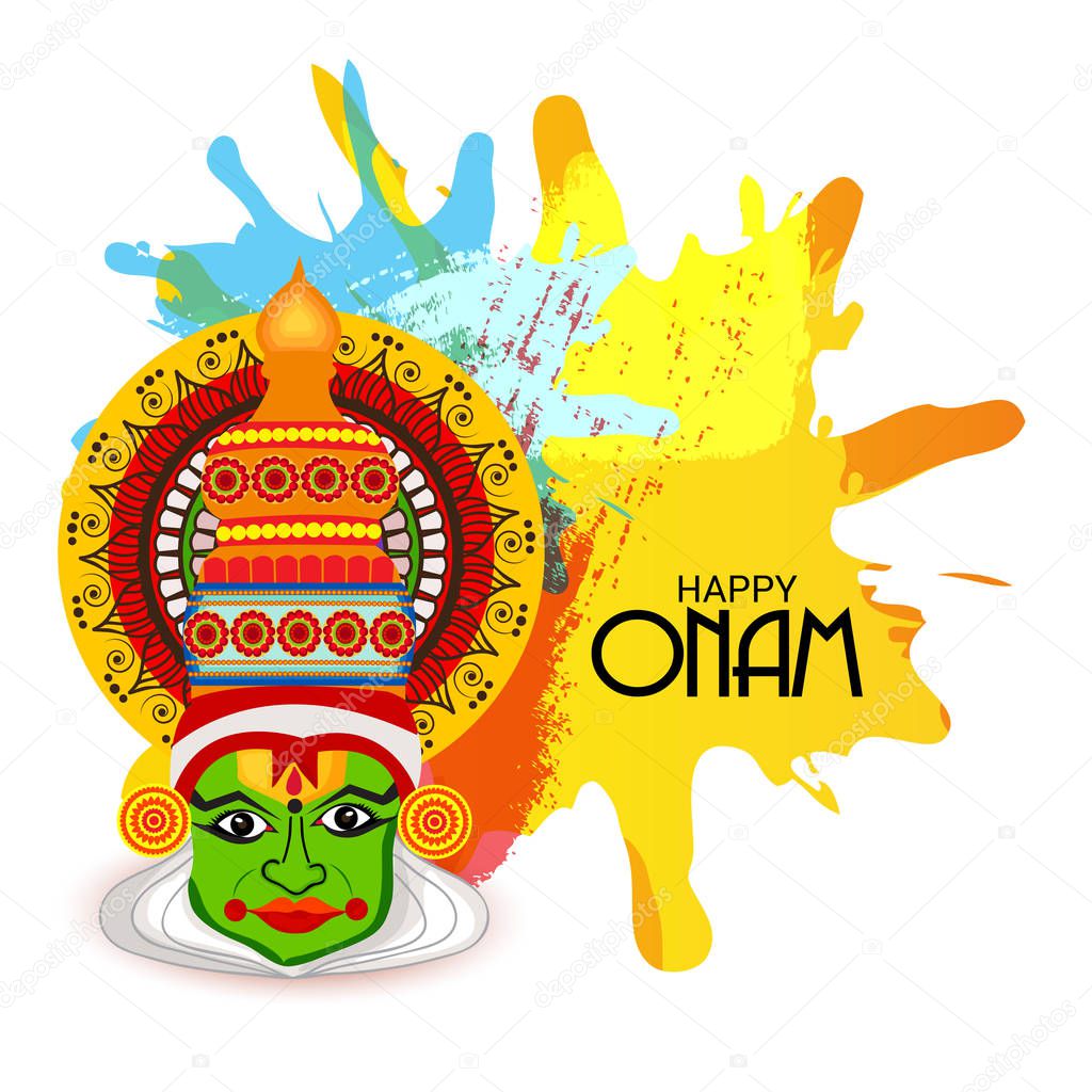 Vector illustration of a celebration background for Happy Onam festival of South India Kerala.