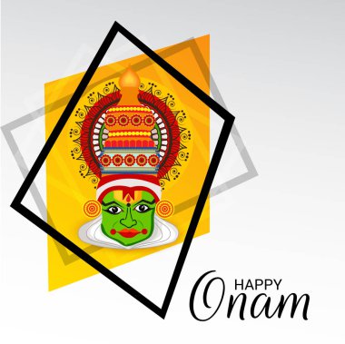 Mutlu Onam Festivali Güney Hindistan Kerala için bir kutlama arka plan vektör çizim.