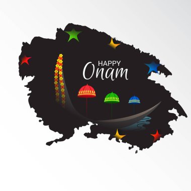 Mutlu Onam Festivali Güney Hindistan Kerala için bir kutlama arka plan vektör çizim.
