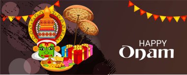 Mutlu Onam Festivali Güney Hindistan Kerala için bir kutlama arka plan vektör çizim.