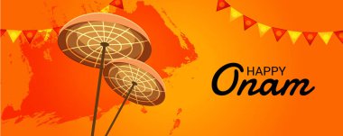 Mutlu Onam Festivali Güney Hindistan Kerala için bir kutlama arka plan vektör çizim.