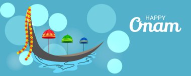 Mutlu Onam Festivali Güney Hindistan Kerala için bir kutlama arka plan vektör çizim.