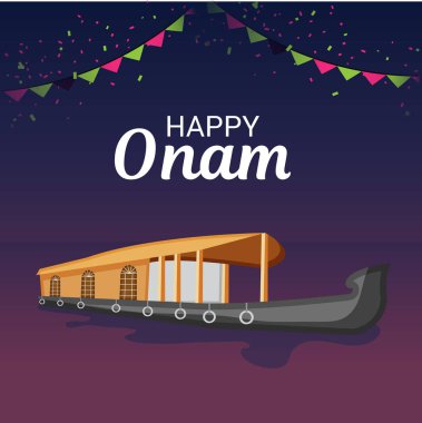 Mutlu Onam Festivali Güney Hindistan Kerala için bir kutlama arka plan vektör çizim.