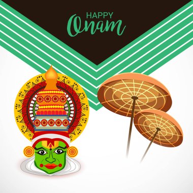 Mutlu Onam Festivali Güney Hindistan Kerala için bir kutlama arka plan vektör çizim.