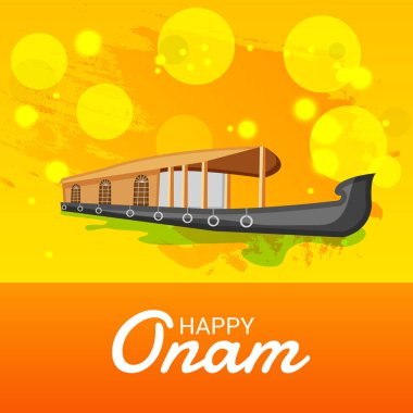 Mutlu Onam Festivali Güney Hindistan Kerala için bir kutlama arka plan vektör çizim.