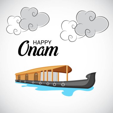 Mutlu Onam Festivali Güney Hindistan Kerala için bir kutlama arka plan vektör çizim.