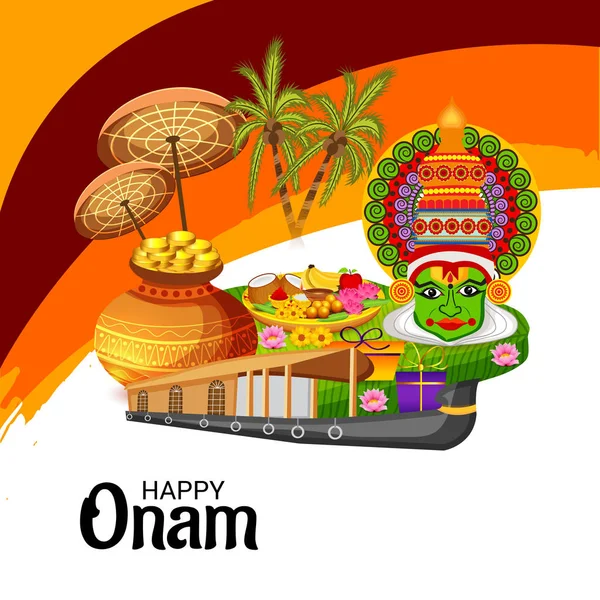 Ilustración Vectorial Fondo Celebración Para Festival Happy Onam Del Sur — Vector de stock