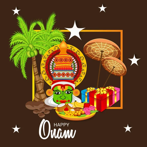 Vektor Illustration Eines Feierhintergrundes Für Das Fröhliche Onam Fest Südindien — Stockvektor