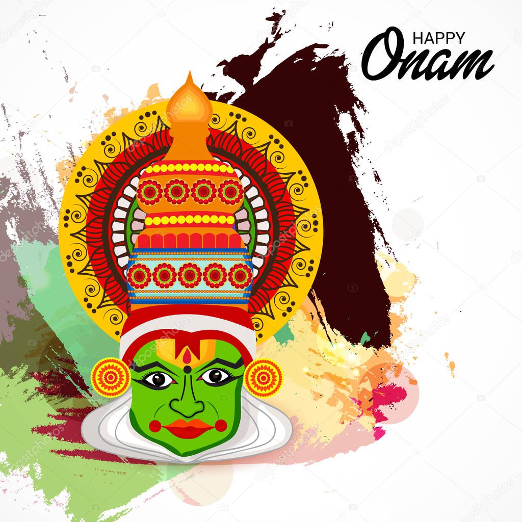 Vector illustration of a celebration background for Happy Onam festival of South India Kerala.