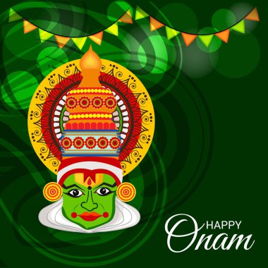 Mutlu Onam Festivali Güney Hindistan Kerala için bir kutlama arka plan vektör çizim.