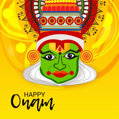 Mutlu Onam Festivali Güney Hindistan Kerala için bir kutlama arka plan vektör çizim.