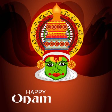 Mutlu Onam Festivali Güney Hindistan Kerala için bir kutlama arka plan vektör çizim.