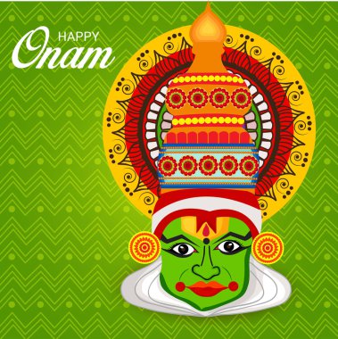 Mutlu Onam Festivali Güney Hindistan Kerala için bir kutlama arka plan vektör çizim.