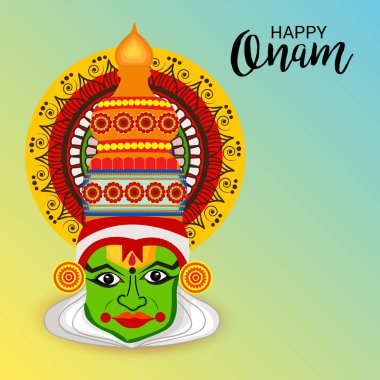 Mutlu Onam Festivali Güney Hindistan Kerala için bir kutlama arka plan vektör çizim.