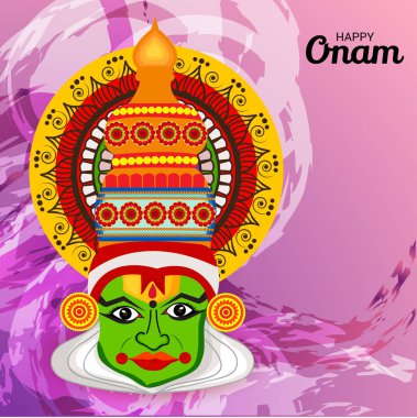 Mutlu Onam Festivali Güney Hindistan Kerala için bir kutlama arka plan vektör çizim.