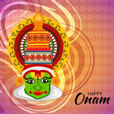 Mutlu Onam Festivali Güney Hindistan Kerala için bir kutlama arka plan vektör çizim.