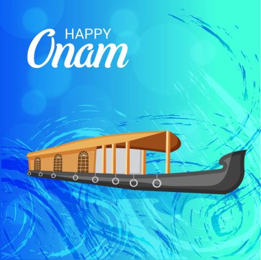 Mutlu Onam Festivali Güney Hindistan Kerala için bir kutlama arka plan vektör çizim.