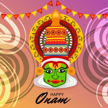 Mutlu Onam Festivali Güney Hindistan Kerala için bir kutlama arka plan vektör çizim.