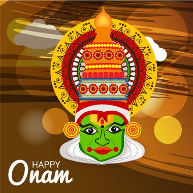 Mutlu Onam Festivali Güney Hindistan Kerala için bir kutlama arka plan vektör çizim.