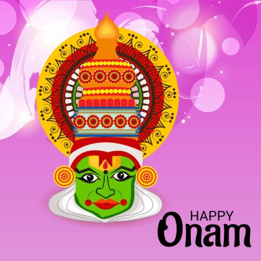 Mutlu Onam Festivali Güney Hindistan Kerala için bir kutlama arka plan vektör çizim.