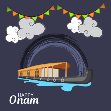 Mutlu Onam Festivali Güney Hindistan Kerala için bir kutlama arka plan vektör çizim.