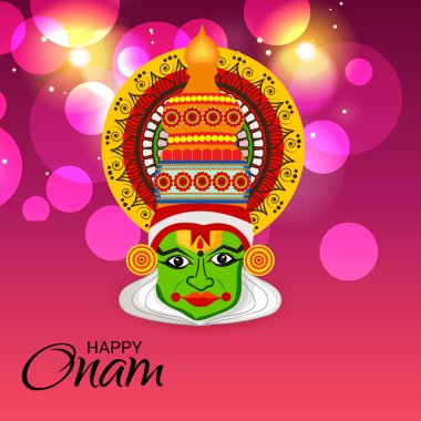Mutlu Onam Festivali Güney Hindistan Kerala için bir kutlama arka plan vektör çizim.