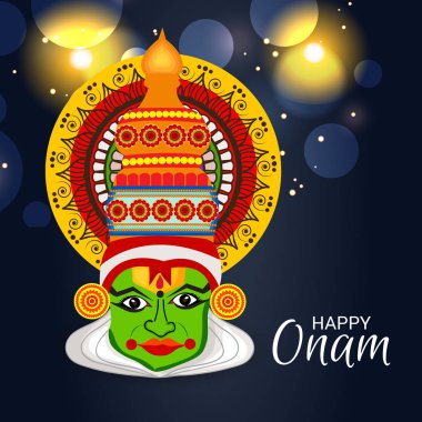 Mutlu Onam Festivali Güney Hindistan Kerala için bir kutlama arka plan vektör çizim.