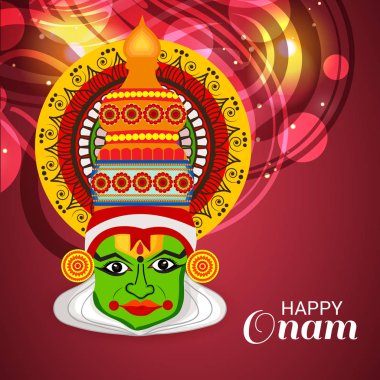 Mutlu Onam Festivali Güney Hindistan Kerala için bir kutlama arka plan vektör çizim.