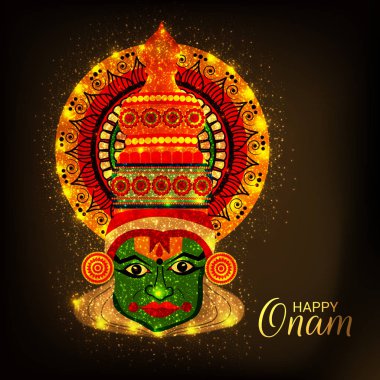 Mutlu Onam Festivali Güney Hindistan Kerala için bir kutlama arka plan vektör çizim.