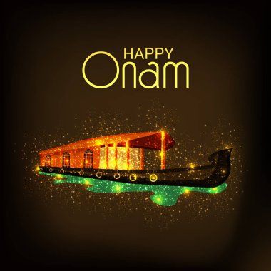 Mutlu Onam Festivali Güney Hindistan Kerala için bir kutlama arka plan vektör çizim.