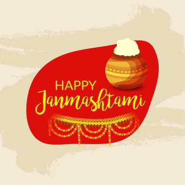 Mutlu Janmashtami Hint Festivali, Lord Krishna Doğum günü için bir arka plan vektör çizim.