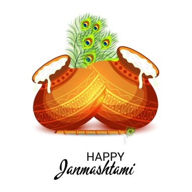 Mutlu Janmashtami Hint Festivali, Lord Krishna Doğum günü için bir arka plan vektör çizim.