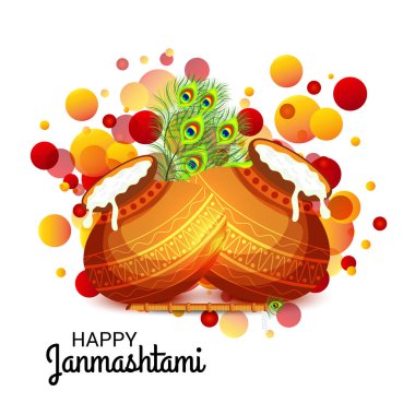 Mutlu Janmashtami Hint Festivali, Lord Krishna Doğum günü için bir arka plan vektör çizim.
