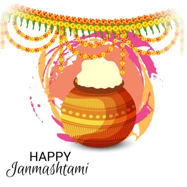 Mutlu Janmashtami Hint Festivali, Lord Krishna Doğum günü için bir arka plan vektör çizim.