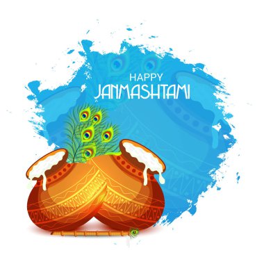 Mutlu Janmashtami Hint Festivali, Lord Krishna Doğum günü için bir arka plan vektör çizim.