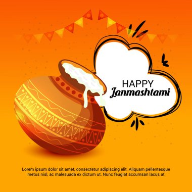 Mutlu Janmashtami Hint Festivali, Lord Krishna Doğum günü için bir arka plan vektör çizim.