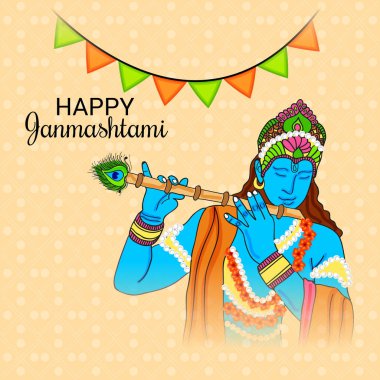 Mutlu Janmashtami Hint Festivali, Lord Krishna Doğum günü için bir arka plan vektör çizim.