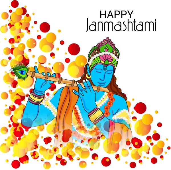 Mutlu Janmashtami Hint Festivali Lord Krishna Doğum Günü Için Bir — Stok Vektör