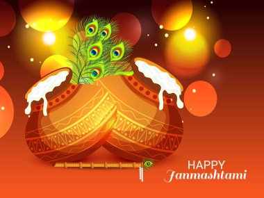 Mutlu Janmashtami Hint Festivali, Lord Krishna Doğum günü için bir arka plan vektör çizim.