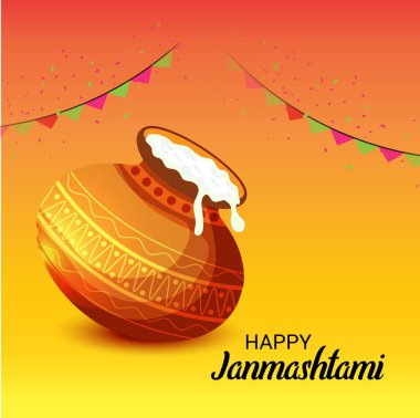 Mutlu Janmashtami Hint Festivali, Lord Krishna Doğum günü için bir arka plan vektör çizim.