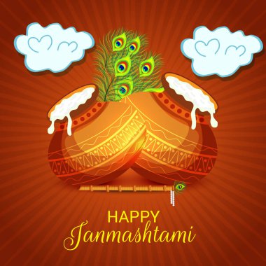 Mutlu Janmashtami Hint Festivali, Lord Krishna Doğum günü için bir arka plan vektör çizim.