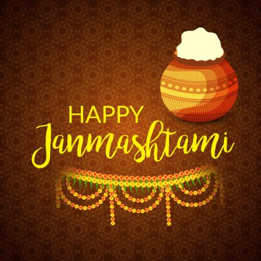 Mutlu Janmashtami Hint Festivali, Lord Krishna Doğum günü için bir arka plan vektör çizim.