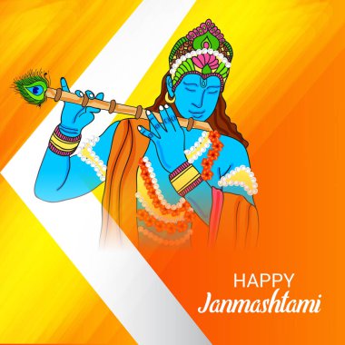 Mutlu Janmashtami Hint Festivali, Lord Krishna Doğum günü için bir arka plan vektör çizim.