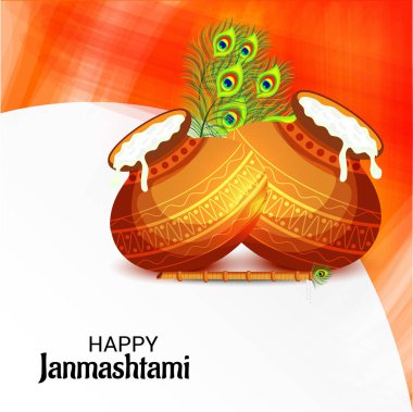 Mutlu Janmashtami Hint Festivali, Lord Krishna Doğum günü için bir arka plan vektör çizim.