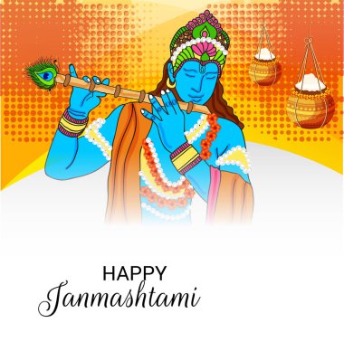 Mutlu Janmashtami Hint Festivali, Lord Krishna Doğum günü için bir arka plan vektör çizim.